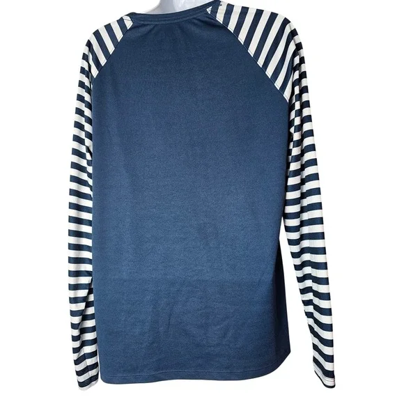 Field & Stream Womens XL Navy Striped Raglan Long Sleeve Performance Gorpcore - Picture 4 of 9